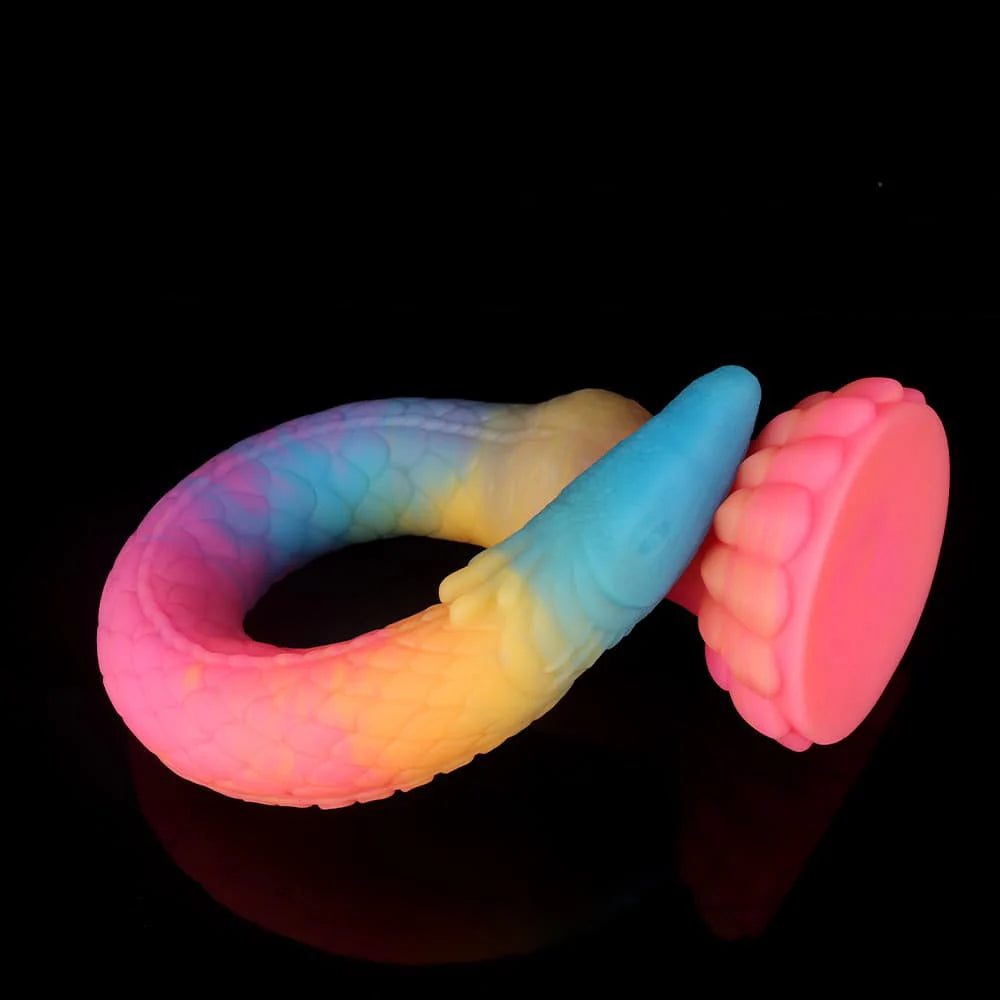 Eel Blue Yellow Purple Luminous Tentacle Dildo – Premium Silicone