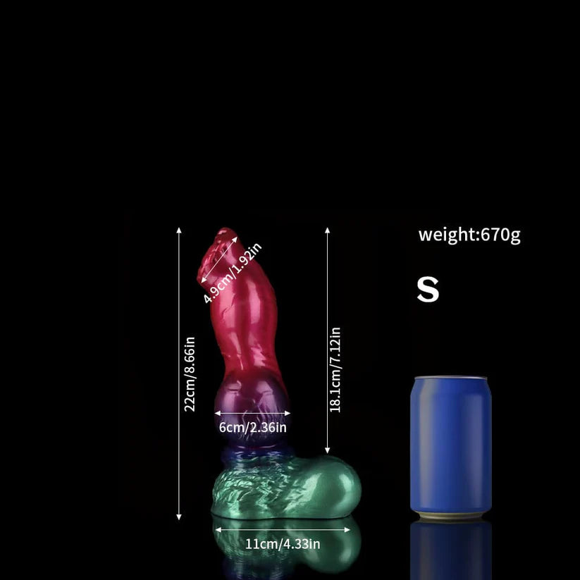 Gun Dog Gradient Purple Green Knotted Fantasy Dildo – Premium Silicone