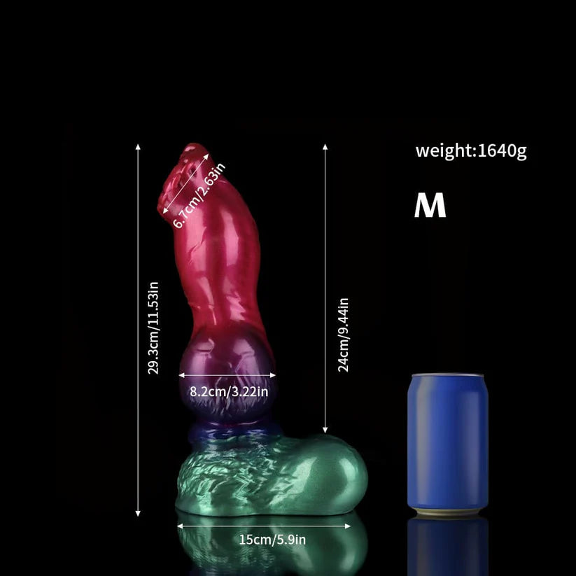 Gun Dog Gradient Purple Green Knotted Fantasy Dildo – Premium Silicone