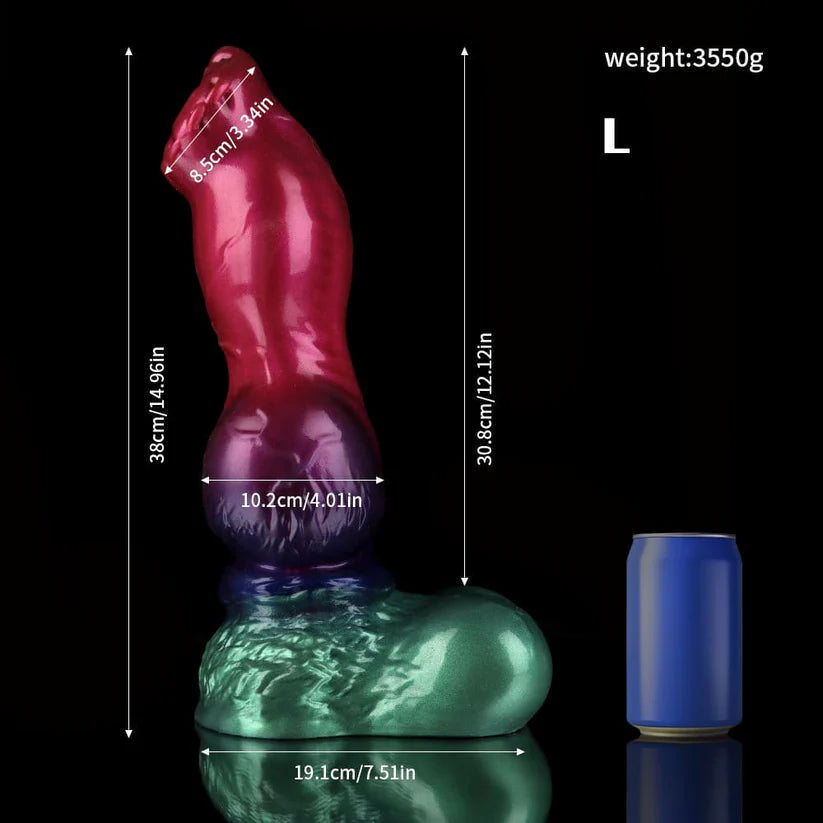 Gun Dog Gradient Purple Green Knotted Fantasy Dildo – Premium Silicone