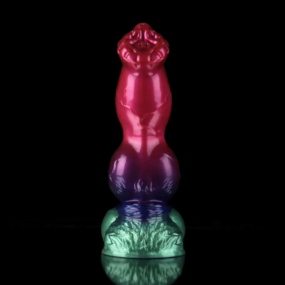 Gun Dog Gradient Purple Green Knotted Fantasy Dildo – Premium Silicone