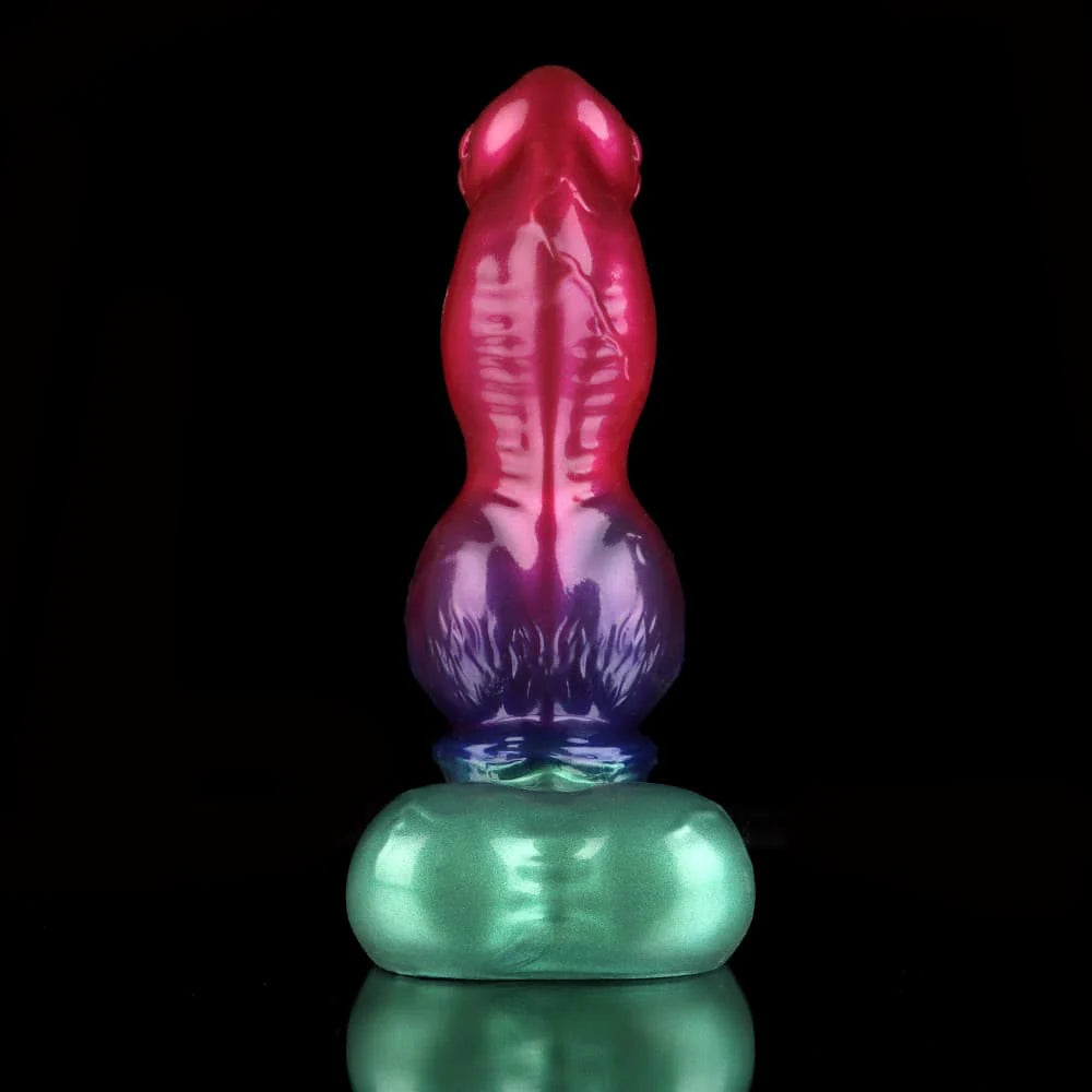 Gun Dog Gradient Purple Green Knotted Fantasy Dildo – Premium Silicone