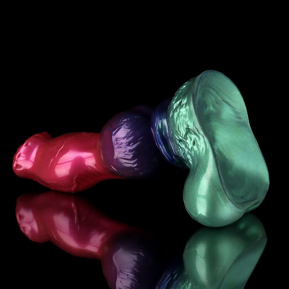Gun Dog Gradient Purple Green Knotted Fantasy Dildo – Premium Silicone