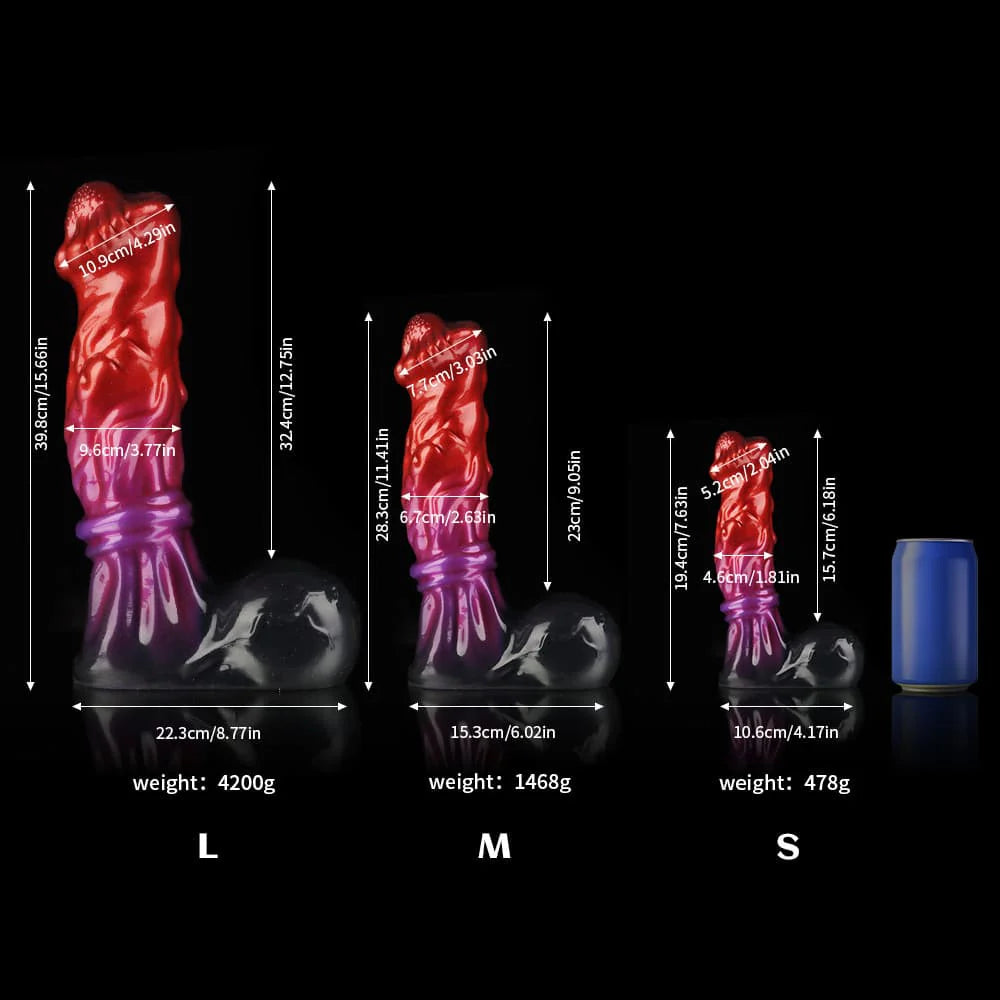 Horse Dildo – Red, Purple & Black Fantasy Silicone Toy