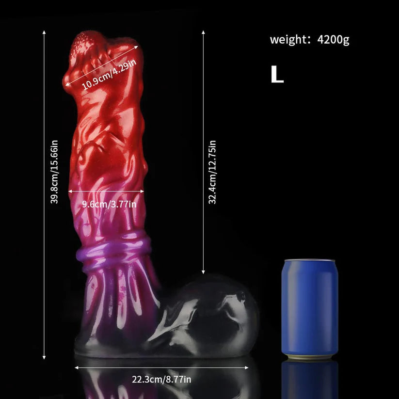 Horse Dildo – Red, Purple & Black Fantasy Silicone Toy