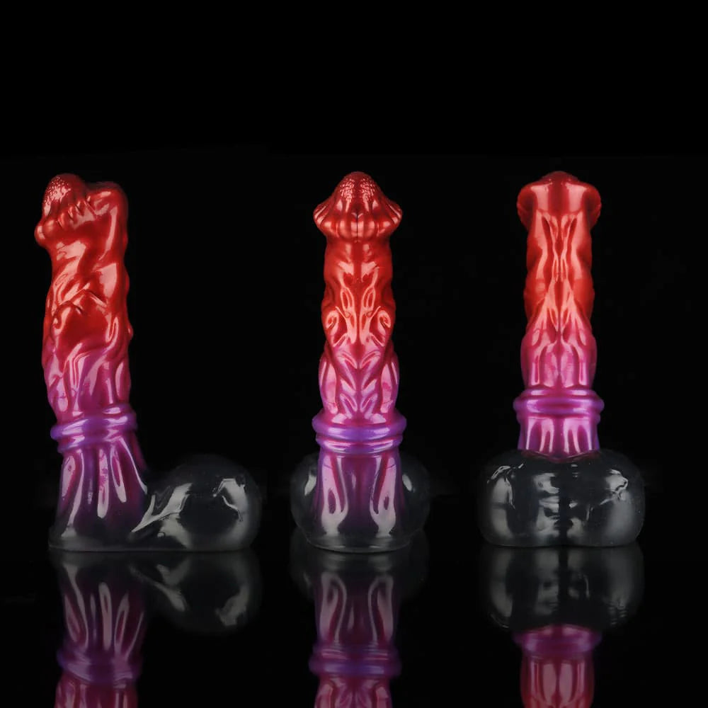 Horse Dildo – Red, Purple & Black Fantasy Silicone Toy