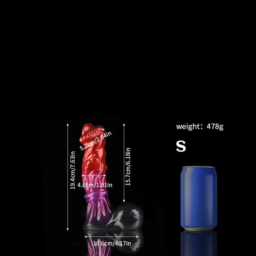 Horse Dildo – Red, Purple & Black Fantasy Silicone Toy