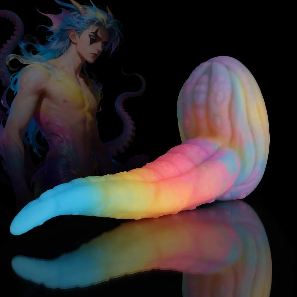 Octopus Tail Dildo – Blue Yellow Purple Gradient Design