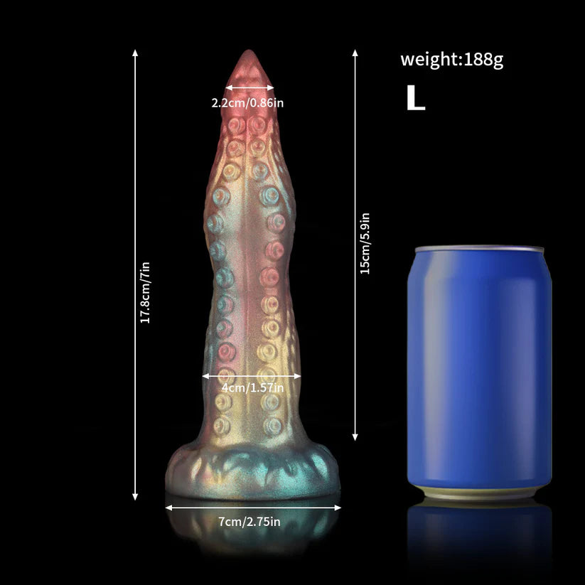 Small Octopus Tentacle Dildo – Rainbow Gradient Fantasy Design