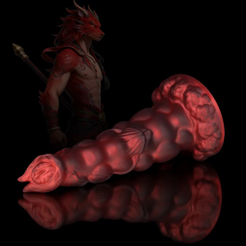 Sphinx Crimson Fantasy Dildo – Knot Dildo with Textured Fantasy Design