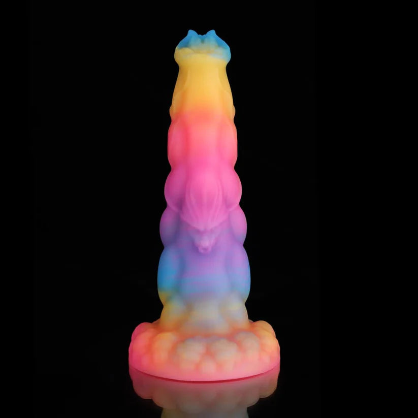 Sphinx Fantasy Dildo – Blue, Yellow & Purple Glow-in-the-Dark Knot Design