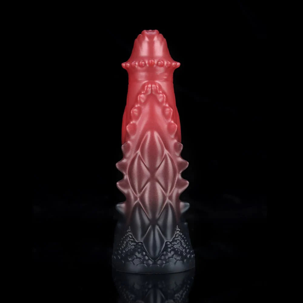 Spiny Orange Black Fantasy Dildo – Textured Knot Dildo in Body-Safe Silicone
