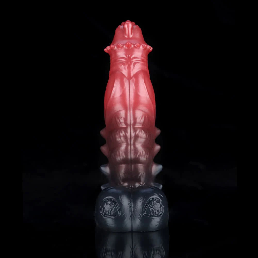 Spiny Orange Black Fantasy Dildo – Textured Knot Dildo in Body-Safe Silicone