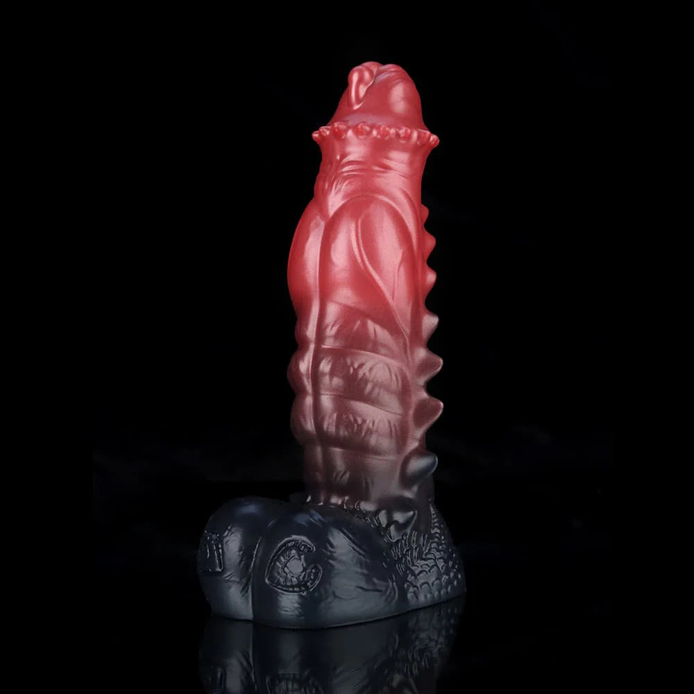Spiny Orange Black Fantasy Dildo – Textured Knot Dildo in Body-Safe Silicone