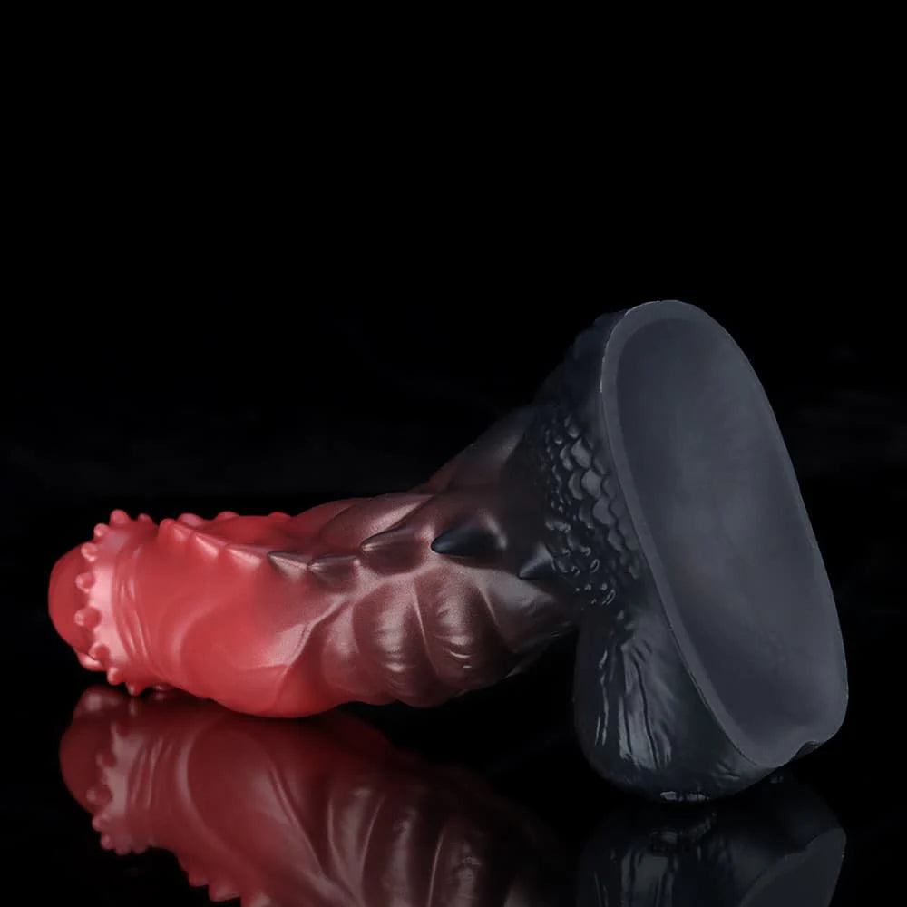 Spiny Orange Black Fantasy Dildo – Textured Knot Dildo in Body-Safe Silicone