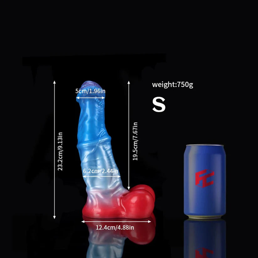 White Colt Blue Red Fantasy Dildo – Knot Dildo in Premium Body-Safe Silicone