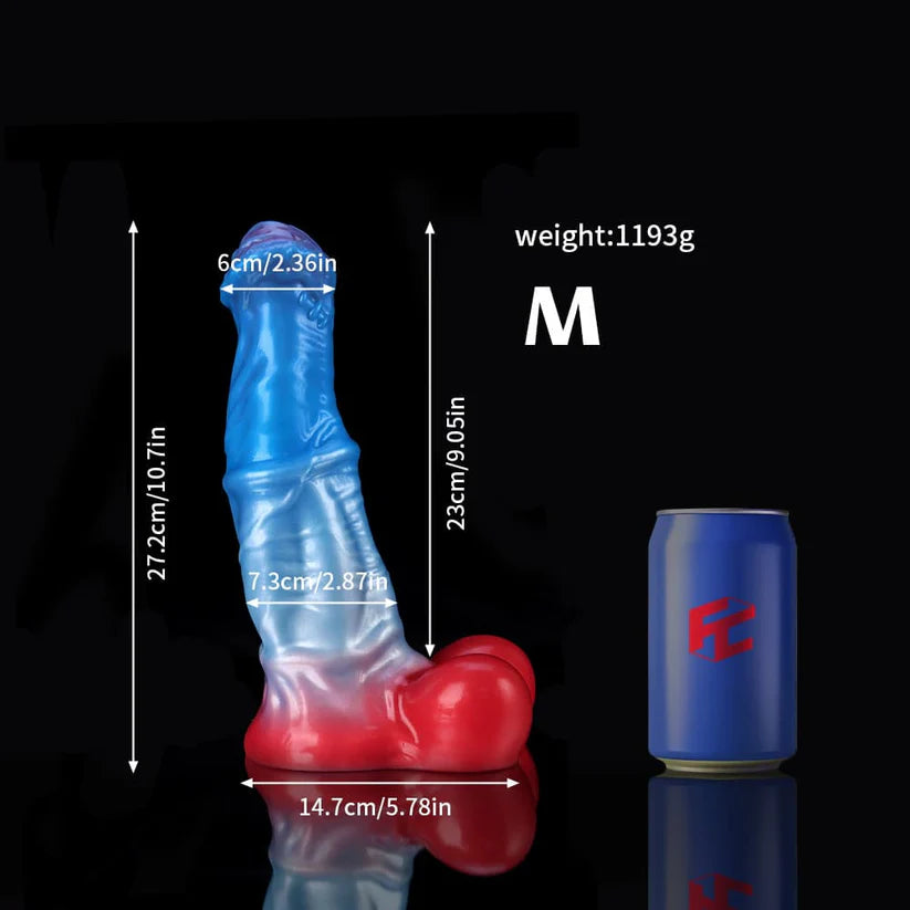 White Colt Blue Red Fantasy Dildo – Knot Dildo in Premium Body-Safe Silicone