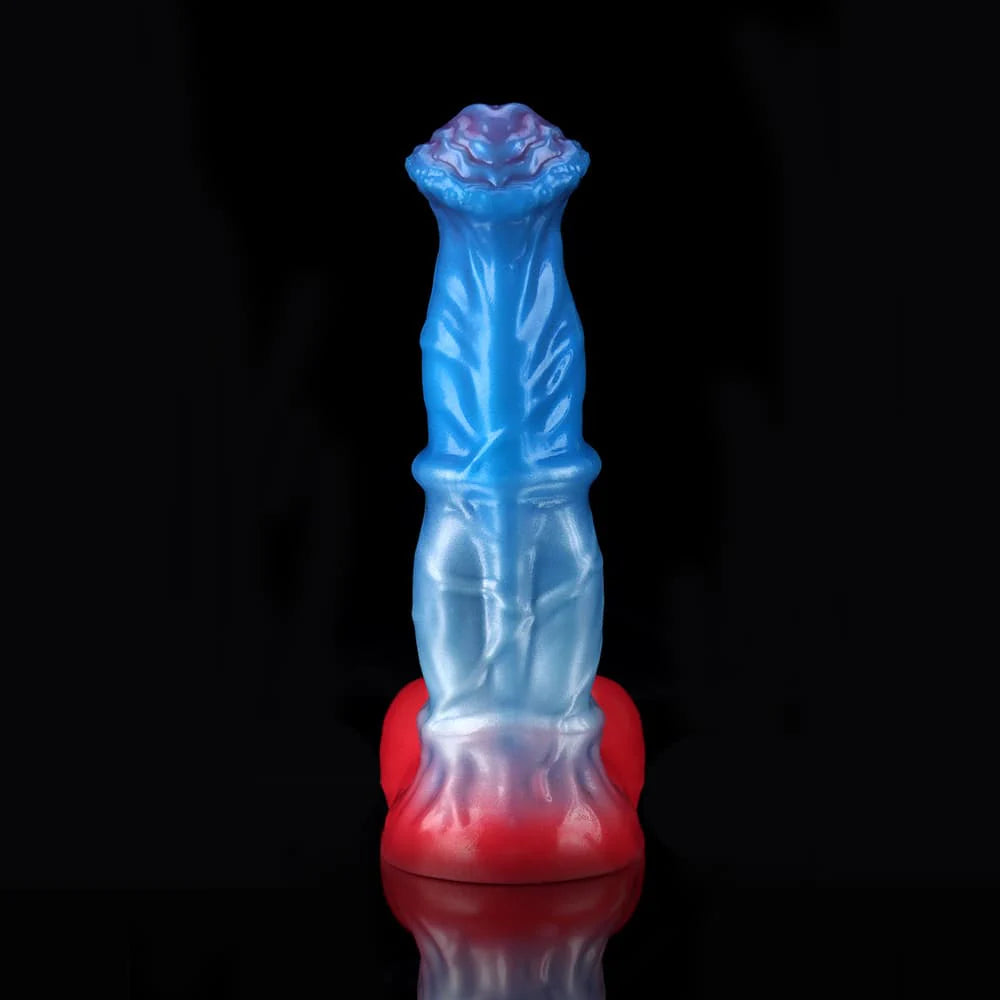 White Colt Blue Red Fantasy Dildo – Knot Dildo in Premium Body-Safe Silicone