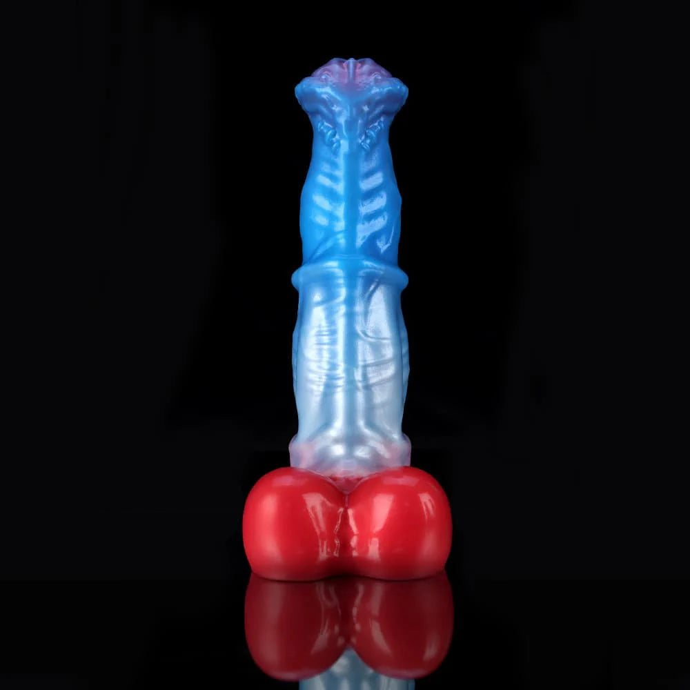 White Colt Blue Red Fantasy Dildo – Knot Dildo in Premium Body-Safe Silicone