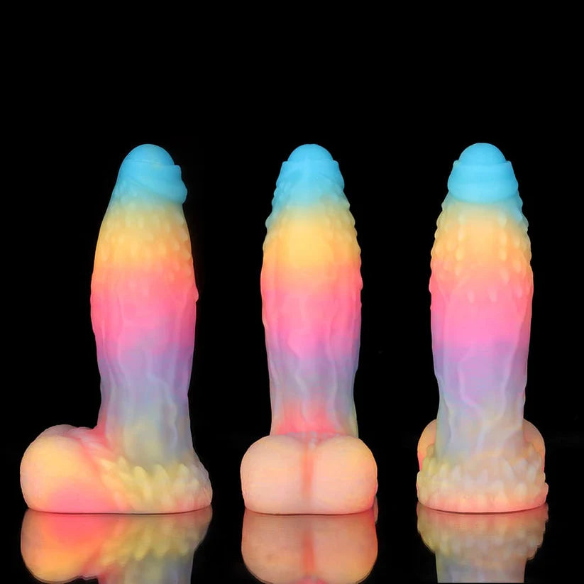 White Zephyr Blue, Yellow & Purple Knot Dildo