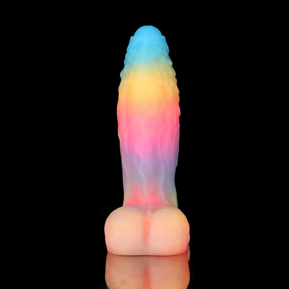 White Zephyr Blue, Yellow & Purple Knot Dildo