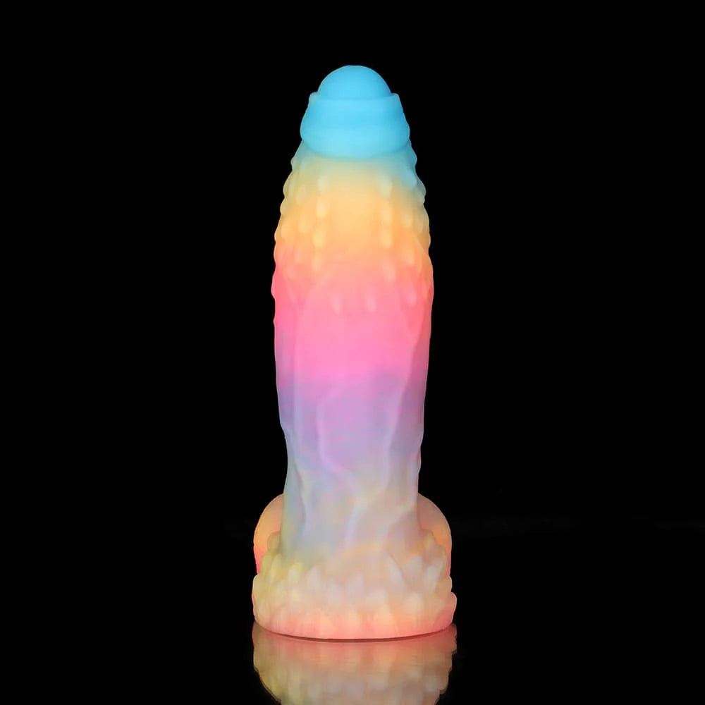 White Zephyr Blue, Yellow & Purple Knot Dildo