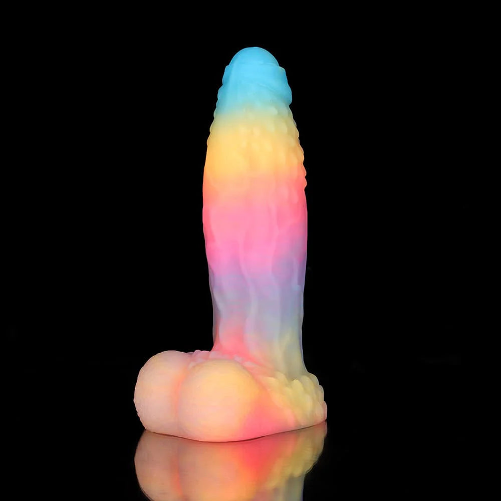 White Zephyr Blue, Yellow & Purple Knot Dildo
