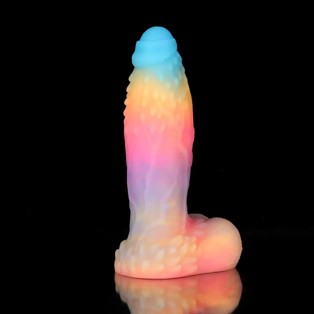 White Zephyr Blue, Yellow & Purple Knot Dildo