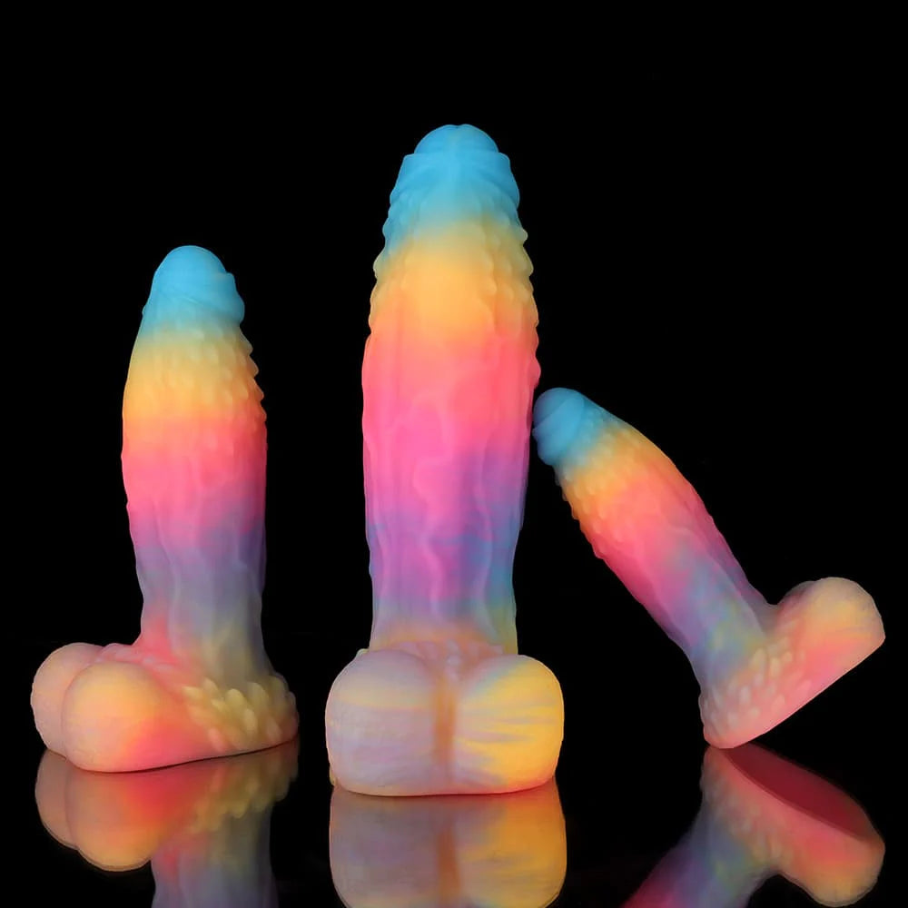 White Zephyr Blue, Yellow & Purple Knot Dildo