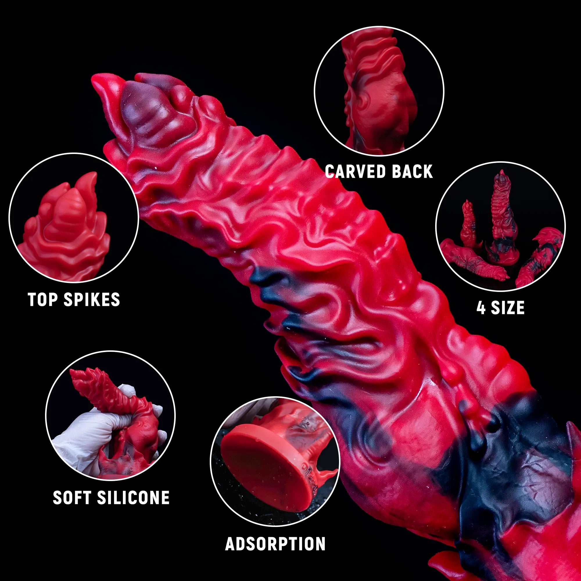 Dragon Fantasy Silicone Dildo with Scales, Tentacles & Suction Cup